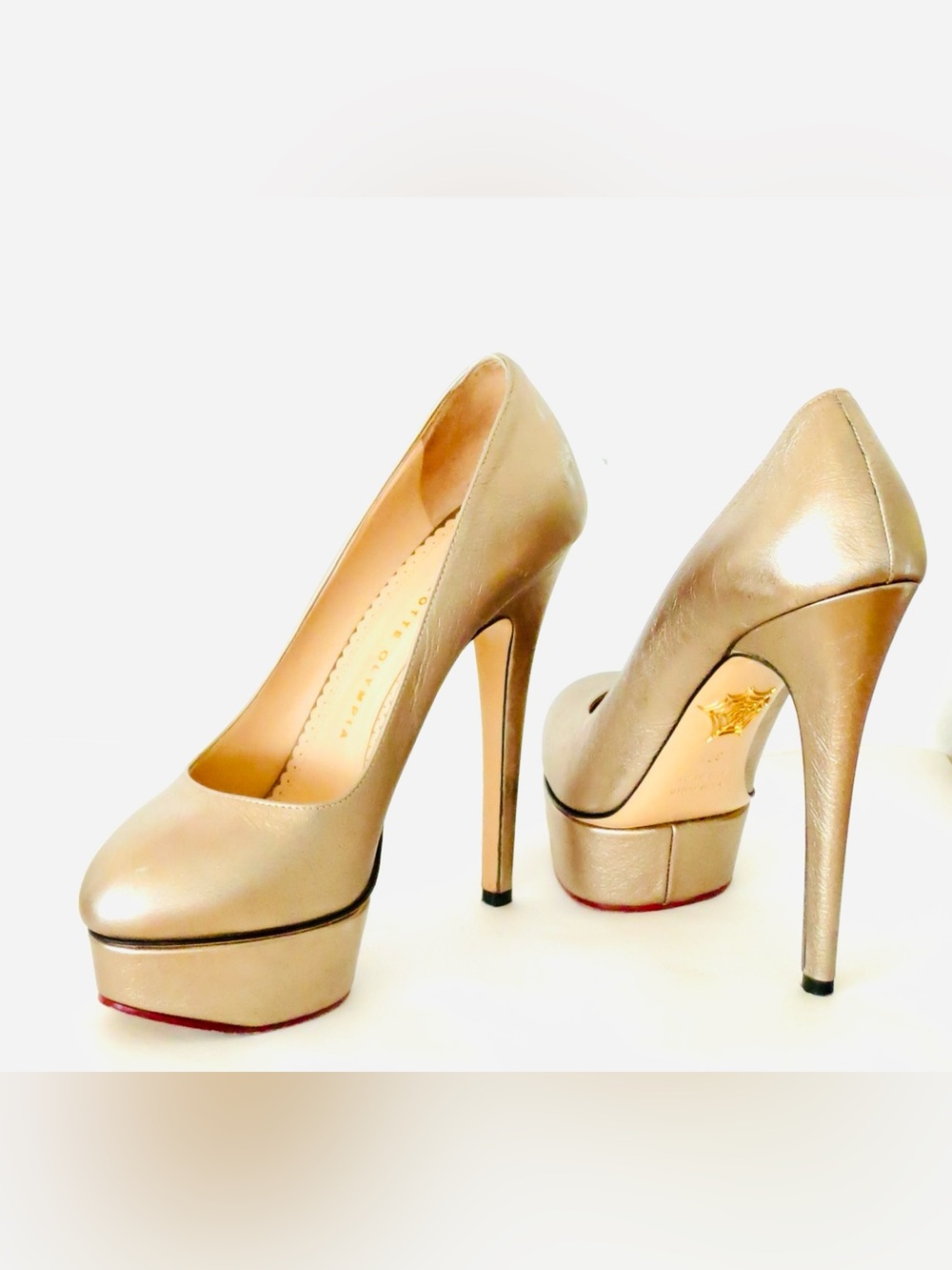 Charlotte Olympia Metallic Gold Platform Stiletto Pump